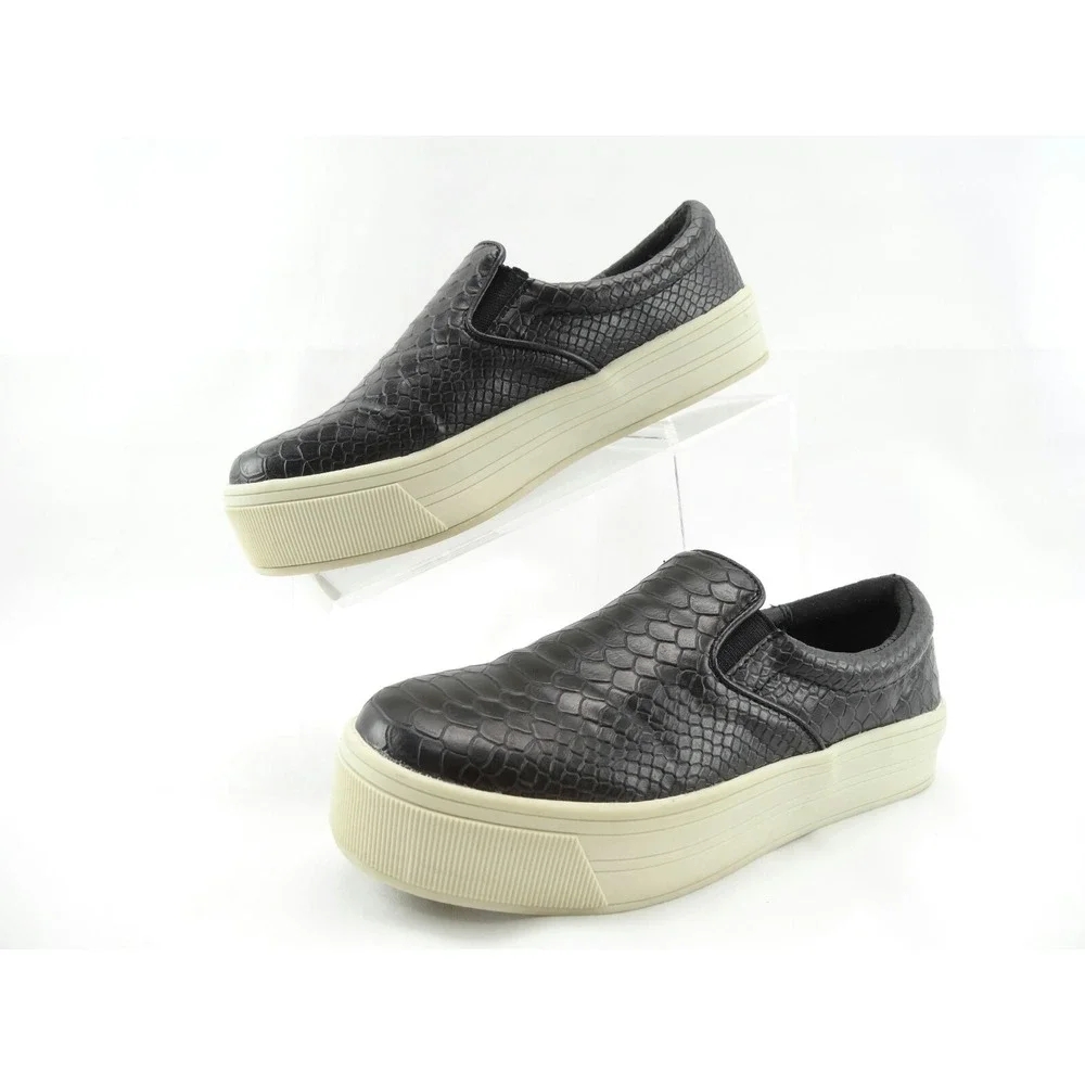 STEVE MADDEN DUPLEXX CROC PRINT BLACK PLATFORM SNEAKERS‎ SZ 9 M
